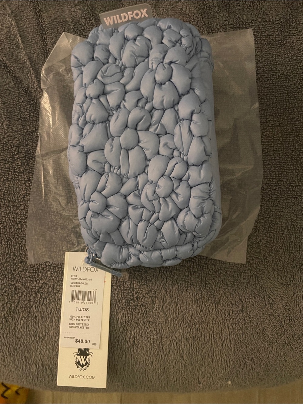 Wildfox Light Blue Quilted crossbody sling bag